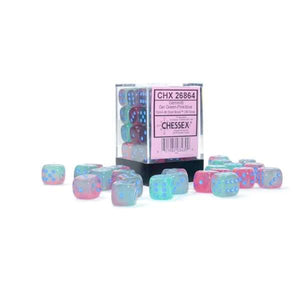 Gemini 12mm d6 Translucent Gel Green-Pink/Blue Dice Block (36 Dice)