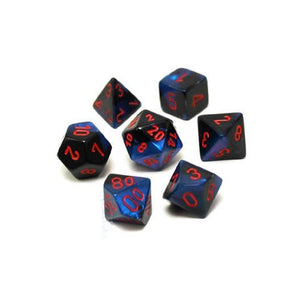 Gemini Poly 7 Dice Set – Black - Starlight/red