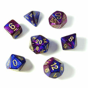 Gemini Poly 7 Dice Set – Blue-Purple/gold