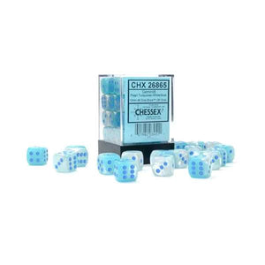 Gemini 12mm d6 Pearl Turquoise-White/Blue Dice Block (36 Dice)