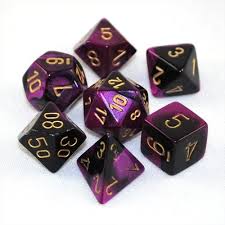 Gemini Poly 7 Dice Set – Black-Purple/Gold