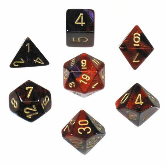 Gemini Poly 7 Dice Set – Purple-Red/Gold