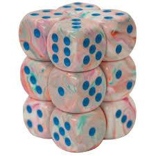 D6 Dice Block (16mm) – Festive Pop Art w/Blue