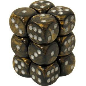 D6 Dice Block (16mm) – Leaf Black Gold/Silver